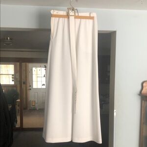 Woman’s Long White Skirt Size 10 41” Long w/ Belt Made by Summit of Boston
